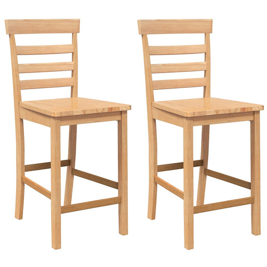 Taburetes De Bar 2 Uds Madera Maciza Natural Caucho_0