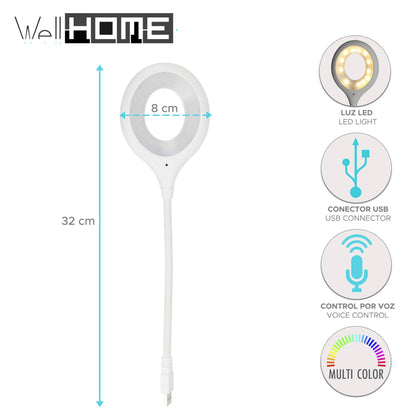 Well Home Lámpara Con Control Por Voz Color Blanco H.32cm