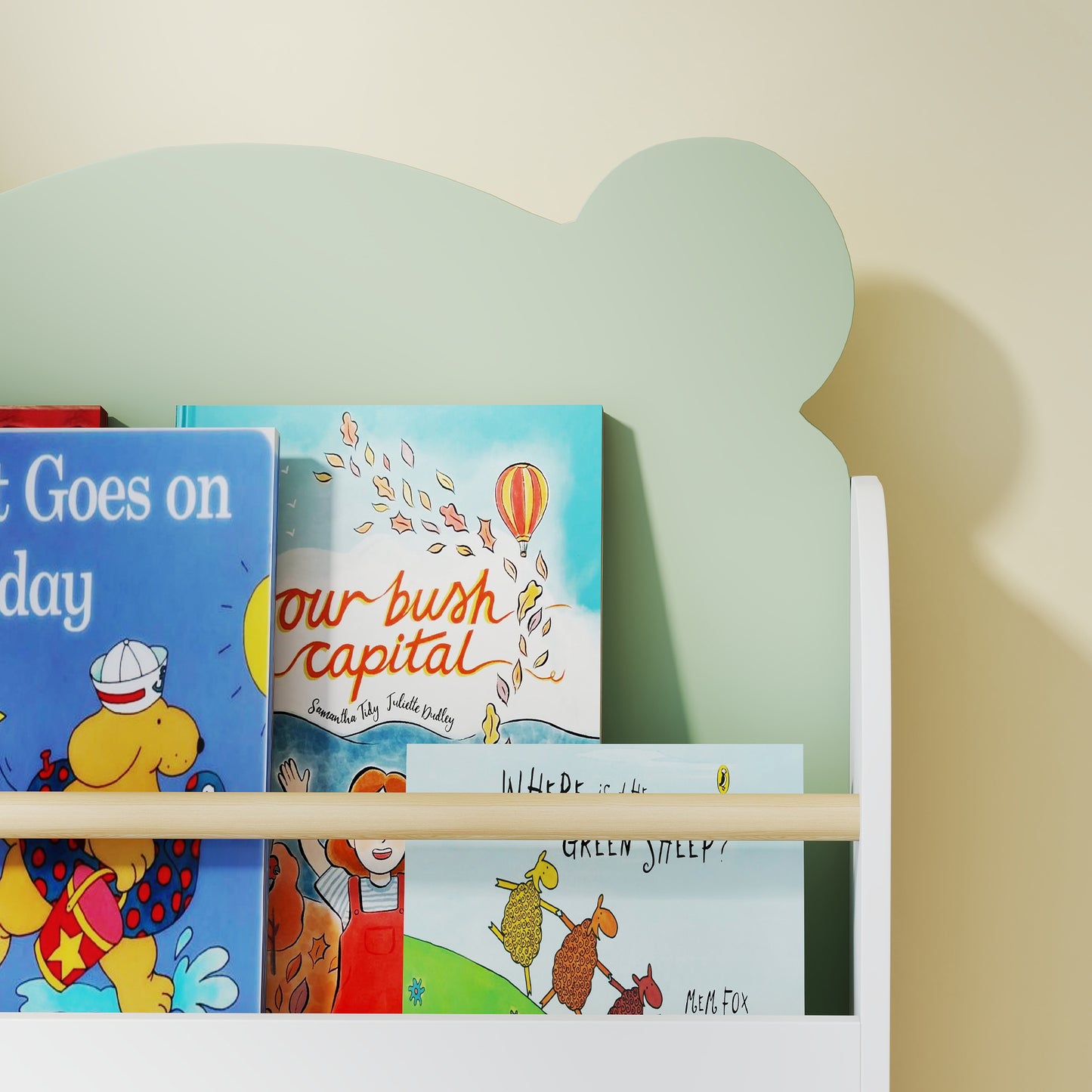 Aiyaplay Librería Infantil De 3 Niveles Diseño De Osito Verde_3