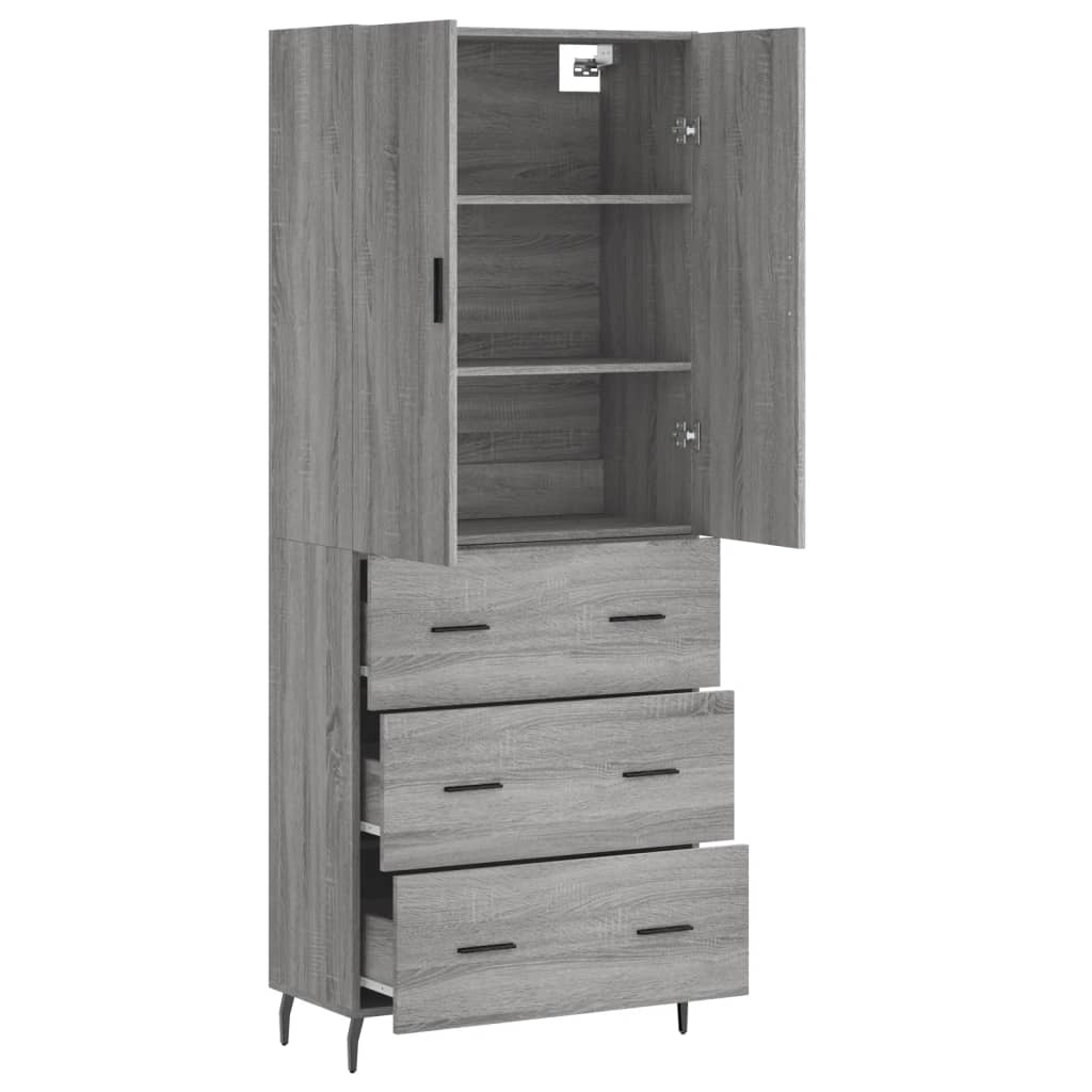 Aparador Alto Madera Contrachapada Gris Sonoma 69,5x34x180 Cm_3
