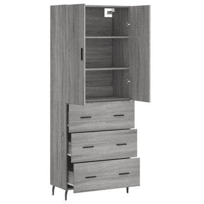 Aparador Alto Madera Contrachapada Gris Sonoma 69,5x34x180 Cm_3