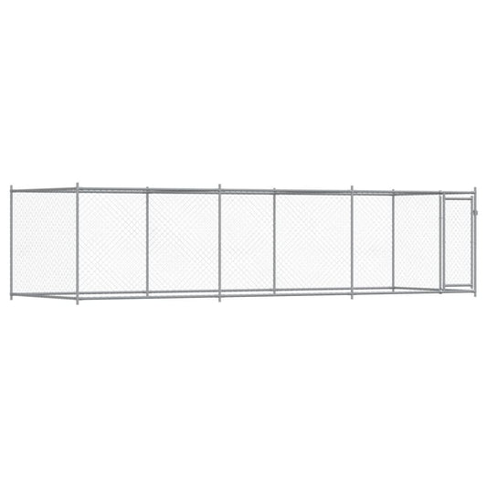 Jaula De Perros Con Puerta Acero Galvanizado Gris 6x2x1,5 M_0