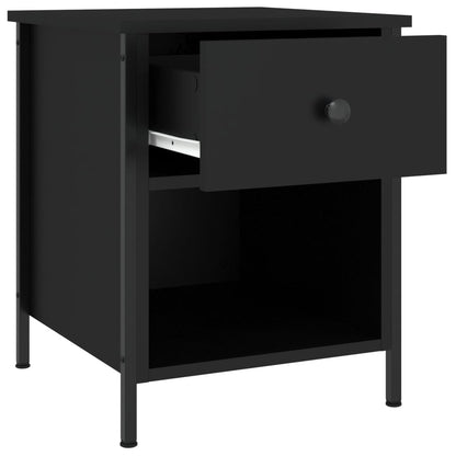Mesita De Noche Madera De Ingeniería Negro 40x42x50 Cm_3