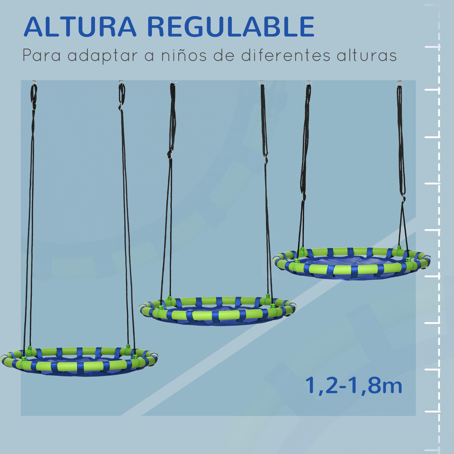 Outsunny Columpio Infantil Nido Con Altura Ajustable Carga 150kg Ø100x120-180 Cm_3
