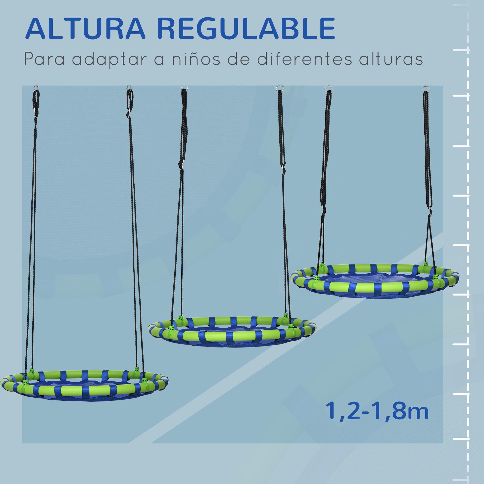 Outsunny Columpio Infantil Nido Con Altura Ajustable Carga 150kg Ø100x120-180 Cm_3