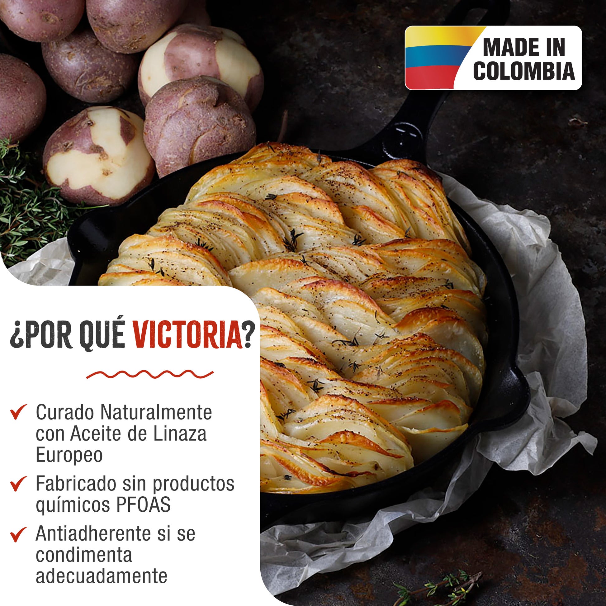 Victoria Sartén Hierro Fundido Curado Inducción 25cm, Apta Fuego, Barbacoa, Horno Cast Iron Skillet, 32432, Negro_1