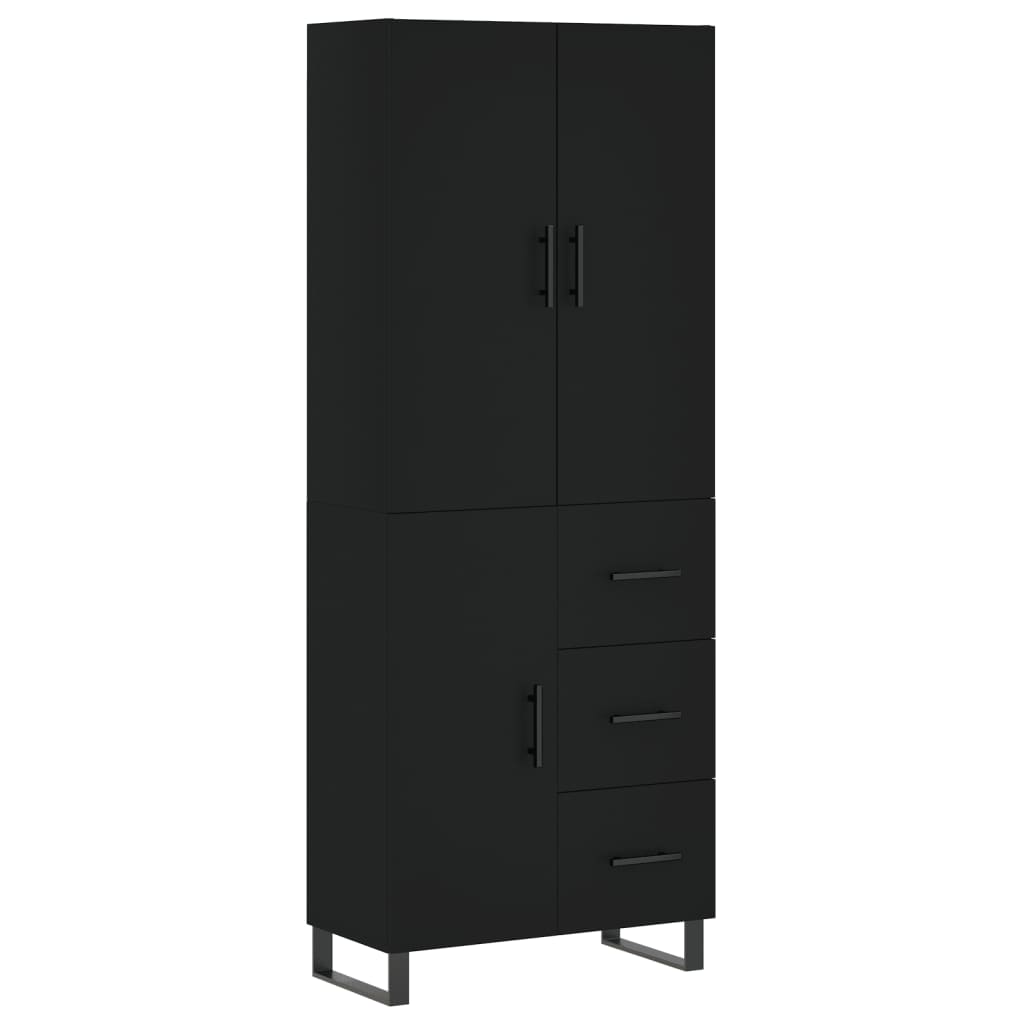 Aparador Alto Madera Contrachapada Negro 69,5x34x180 Cm_1