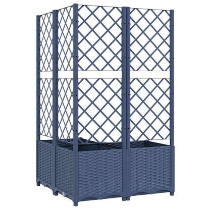 Jardinera Con Enrejado Pp Azul Gris 80x80x136 Cm_4