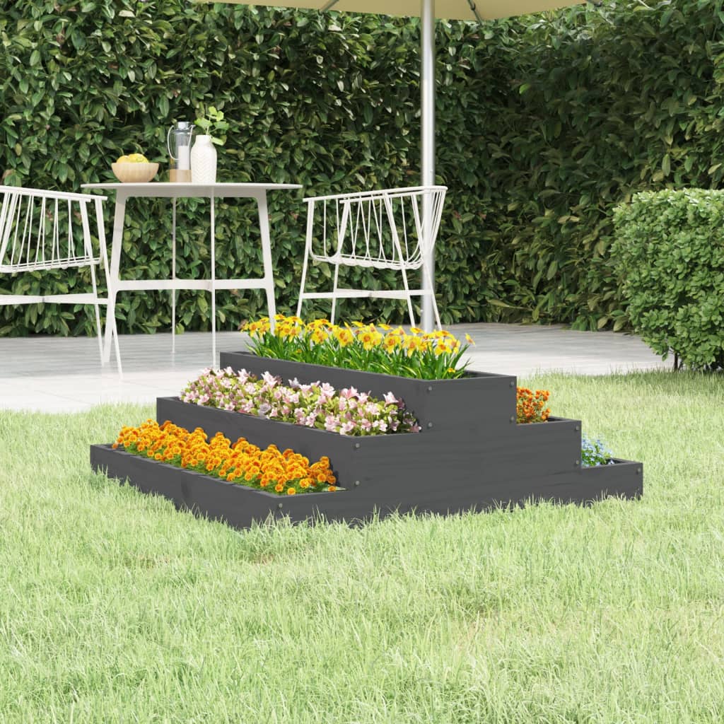 Jardinera De Madera Maciza De Pino Gris 80x80x27 Cm_1