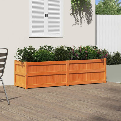 Jardinera Exterior Madera Maciza Pino Marrón Cera 180x50x50cm_2