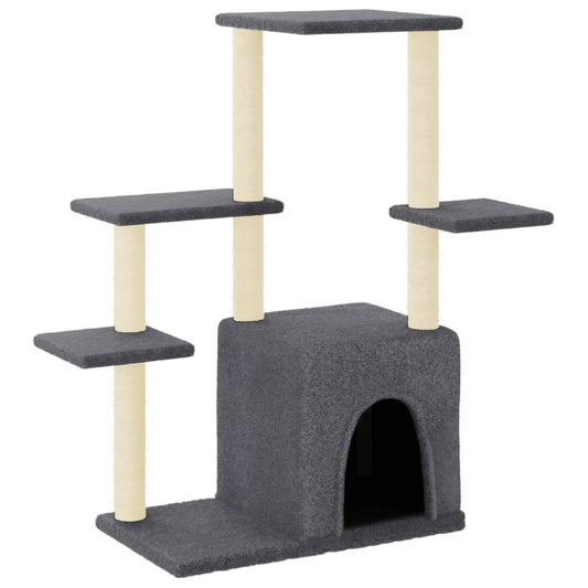 Vidaxl Rascador Para Gatos Con Postes De Sisal Gris Oscuro 97,5 Cm_0