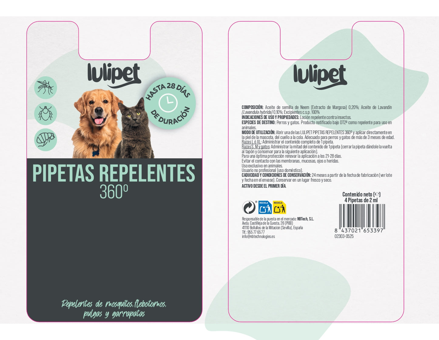 Pipetas Repelentes 360º 4x 2ml