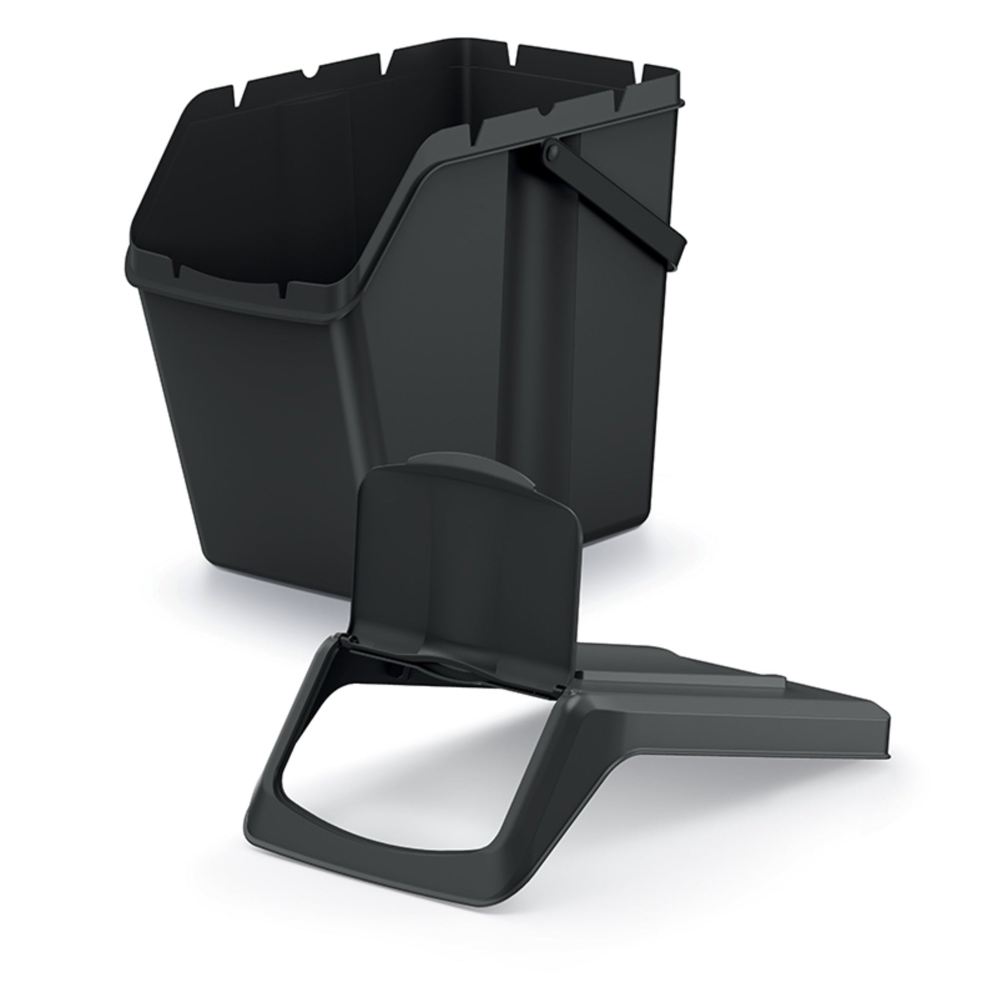 Set De 3 Cubos De Basura Keden Sortibox 100% Plástico Reciclado, Negro, Volumen 3x25l_3