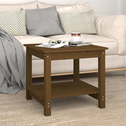 Mesa De Centro Madera Maciza De Pino Marrón Miel 50x50x45 Cm_1