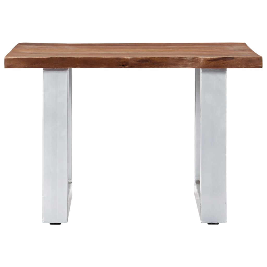 Mesa De Centro Borde Natural Madera Maciza Acacia 60x60x40 Cm_0