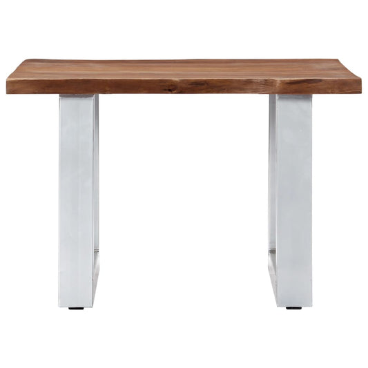 Mesa De Centro Borde Natural Madera Maciza Acacia 60x60x40 Cm_0