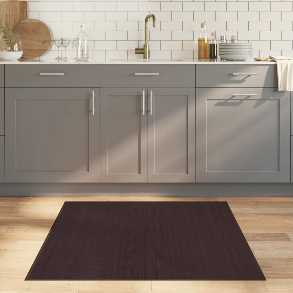 Vidaxl Alfombra Cuadrada Bambú Marrón Oscuro 100x100 Cm_1