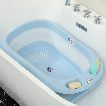 Aiyaplay Bañera Plegable Con Soporte Agujero De Ducha 83x48x23,5 Cm Azul Claro_4