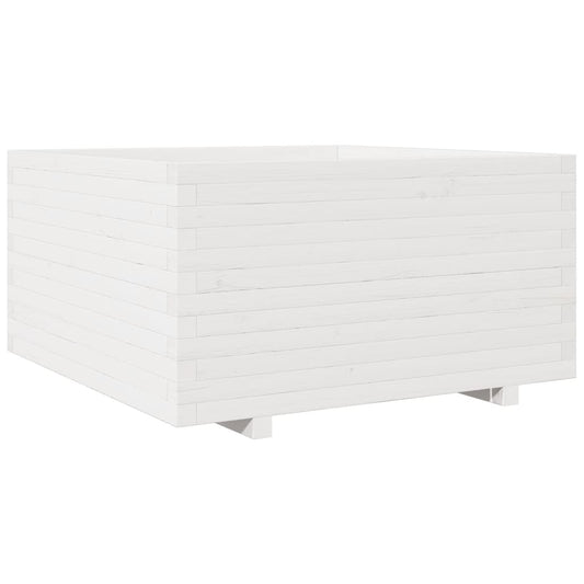 Jardinera Madera Maciza De Pino Blanco 90x90x49,5 Cm_0