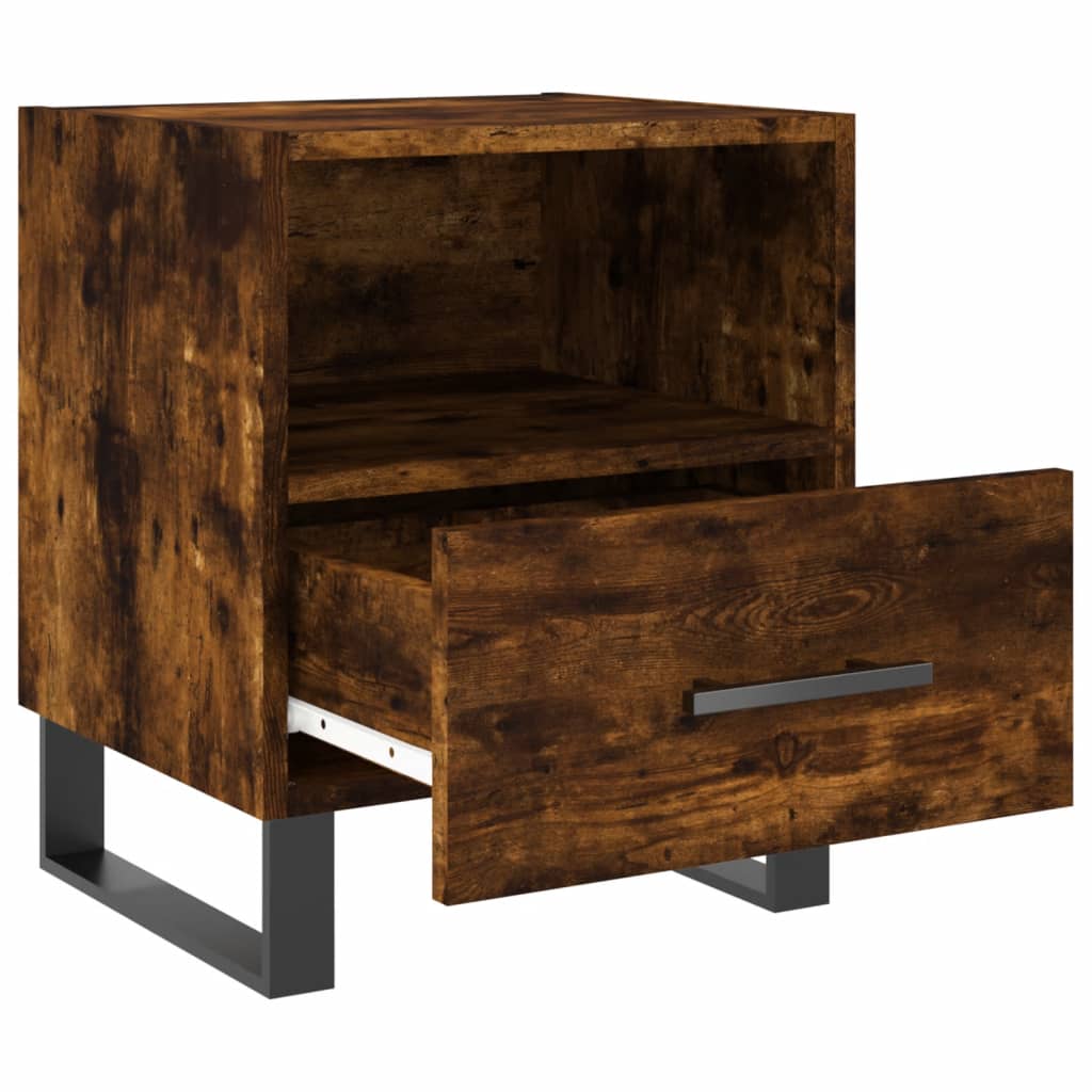 Mesita De Noche Madera Ingeniería Roble Ahumado 40x35x47,5 Cm_1