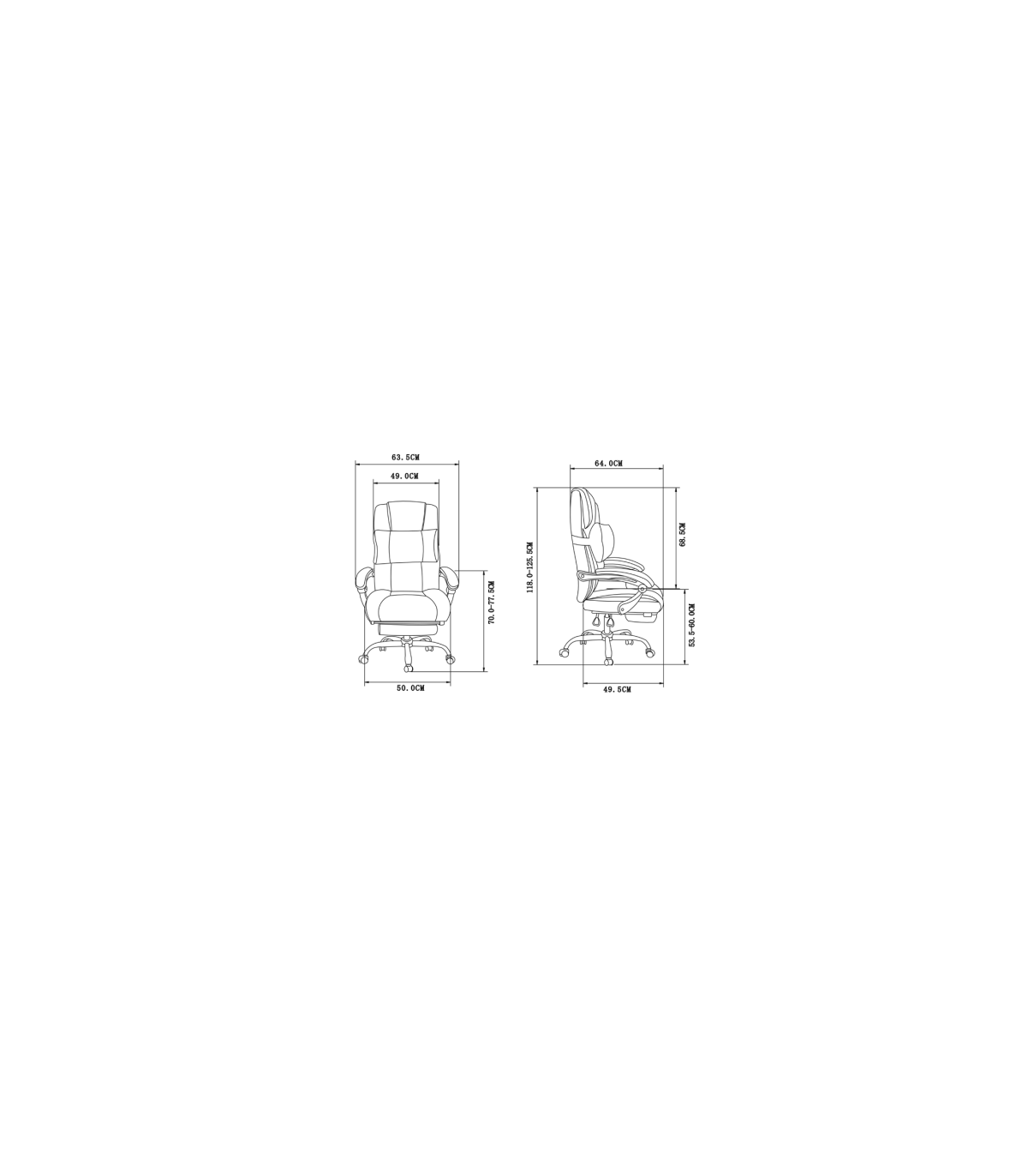 Silla De Oficina Samanta En Piel Sintética Negra. Alto: 118/125.5cm Ancho: 63.5cm Fondo:_4