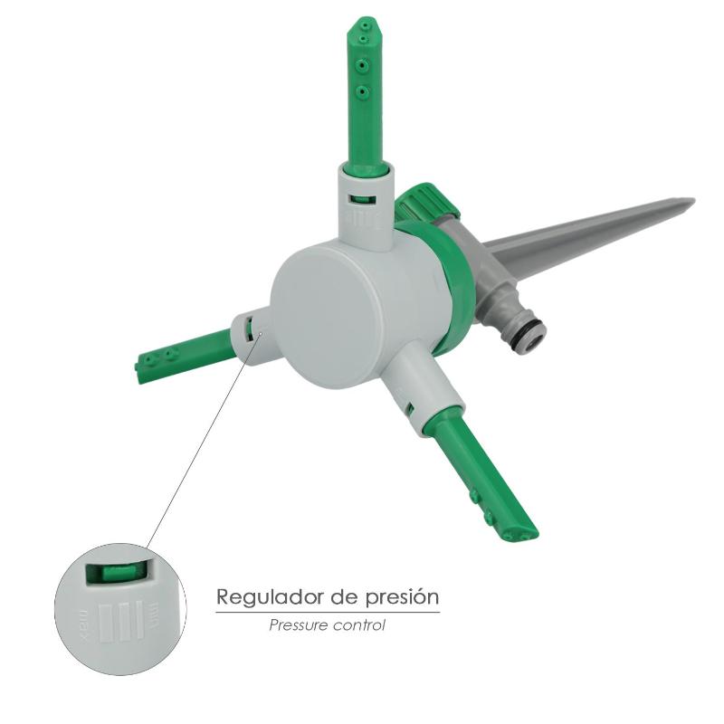 Aspersor Plástico 3 Brazos Con Pincho Con Regulador De Presión._3