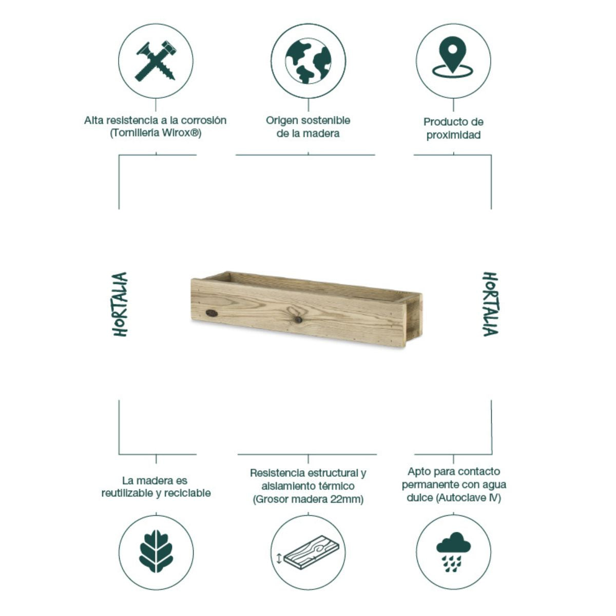 Jardinera Stand Line Hortalia 70 x 16.4 x 12 cm
