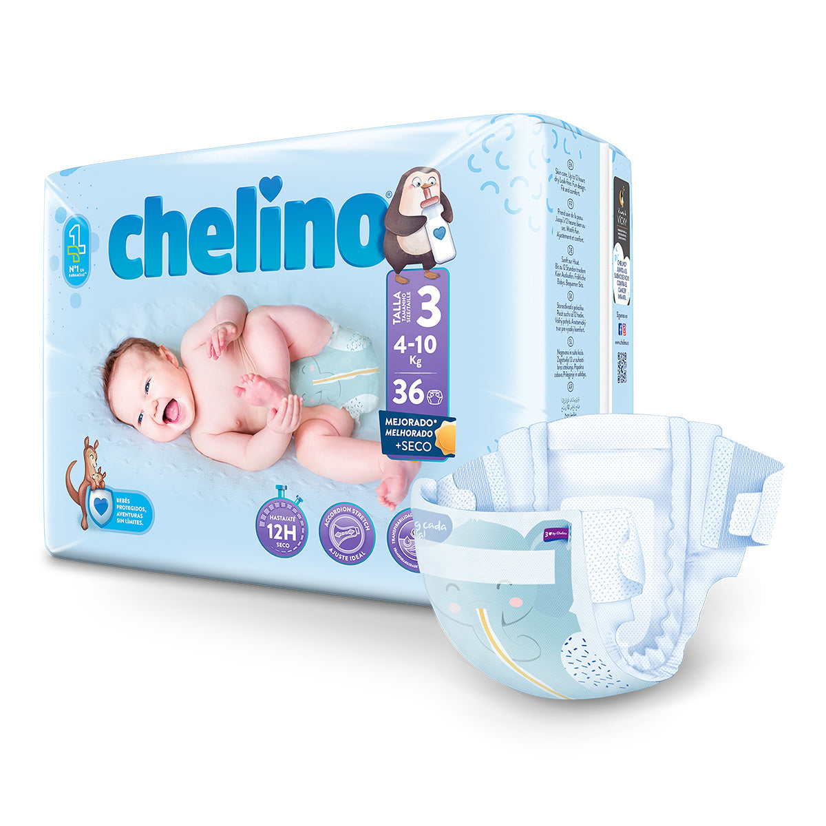 CHELINO PAÑAL T3 Tumbado (4-10Kg) 36 uds