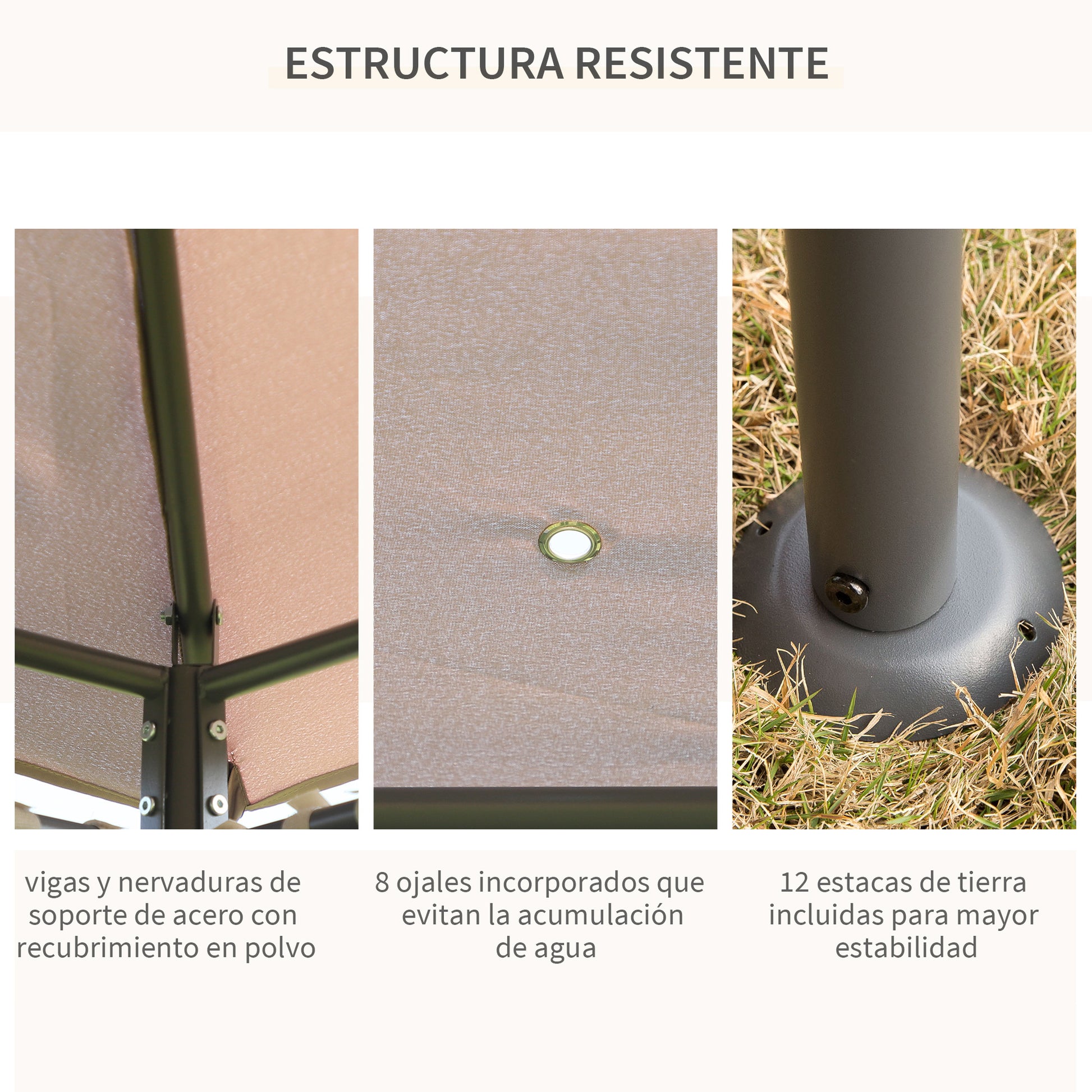 Outsunny Cenador De Jardín 4x3 M Con 6 Paredes Laterales Para Fiestas Caqui_3