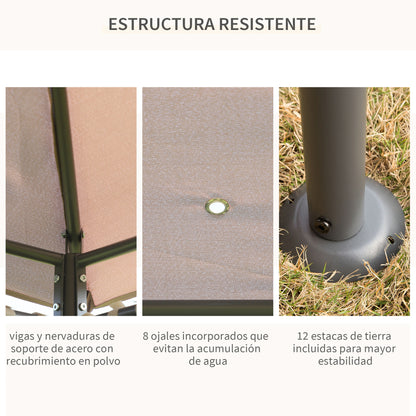 Outsunny Cenador De Jardín 4x3 M Con 6 Paredes Laterales Para Fiestas Caqui_3