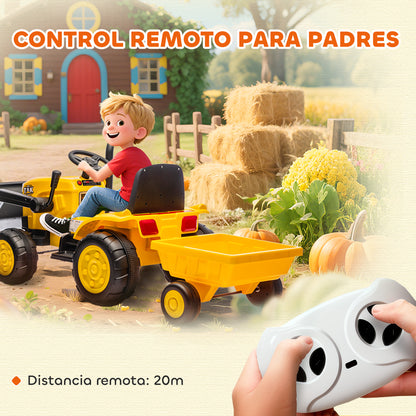 Aiyaplay Tractor Eléctrico Para Niños Con Remolque Desmontable Y Pala Amarillo_5