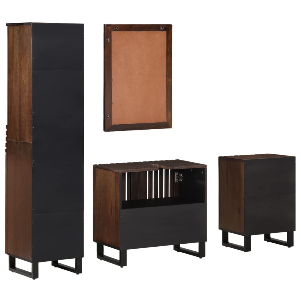 Conjunto De Muebles De Baño 4 Piezas Madera Maciza De Mango / Vetonek_4