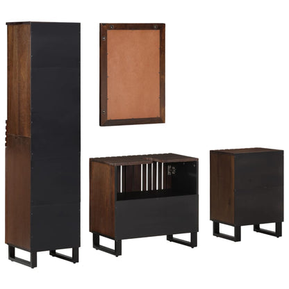 Conjunto De Muebles De Baño 4 Piezas Madera Maciza De Mango / Vetonek_4
