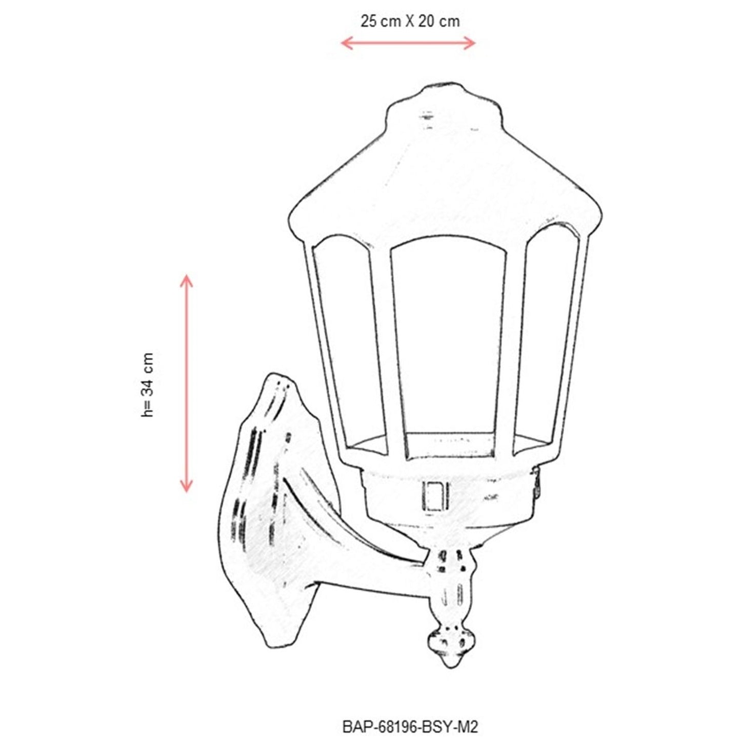 Aplique De Pared Para Exterior, Abs , Negro, 25x20x43, Casquillo E 27 Max 60 W_2