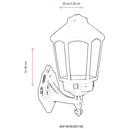 Aplique De Pared Para Exterior, Abs , Negro, 25x20x43, Casquillo E 27 Max 60 W_2