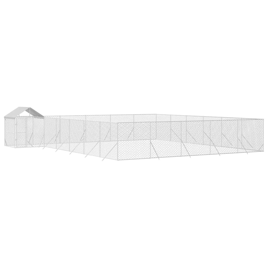 Perrera Exterior Con Toldo Acero Galvanizado Plata 12x12x2,5 M_2