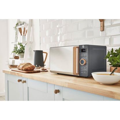 Swan Nordic Microondas Digital, 20l, 6 Niveles, Temporizador, Tirador Efecto Madera, Diseño, Sm22036gryneu, Gris 800w_1