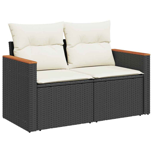 Set De Sofás De Jardín 7 Pzas Con Cojines Ratán Sintético Negro / Vetonek_0
