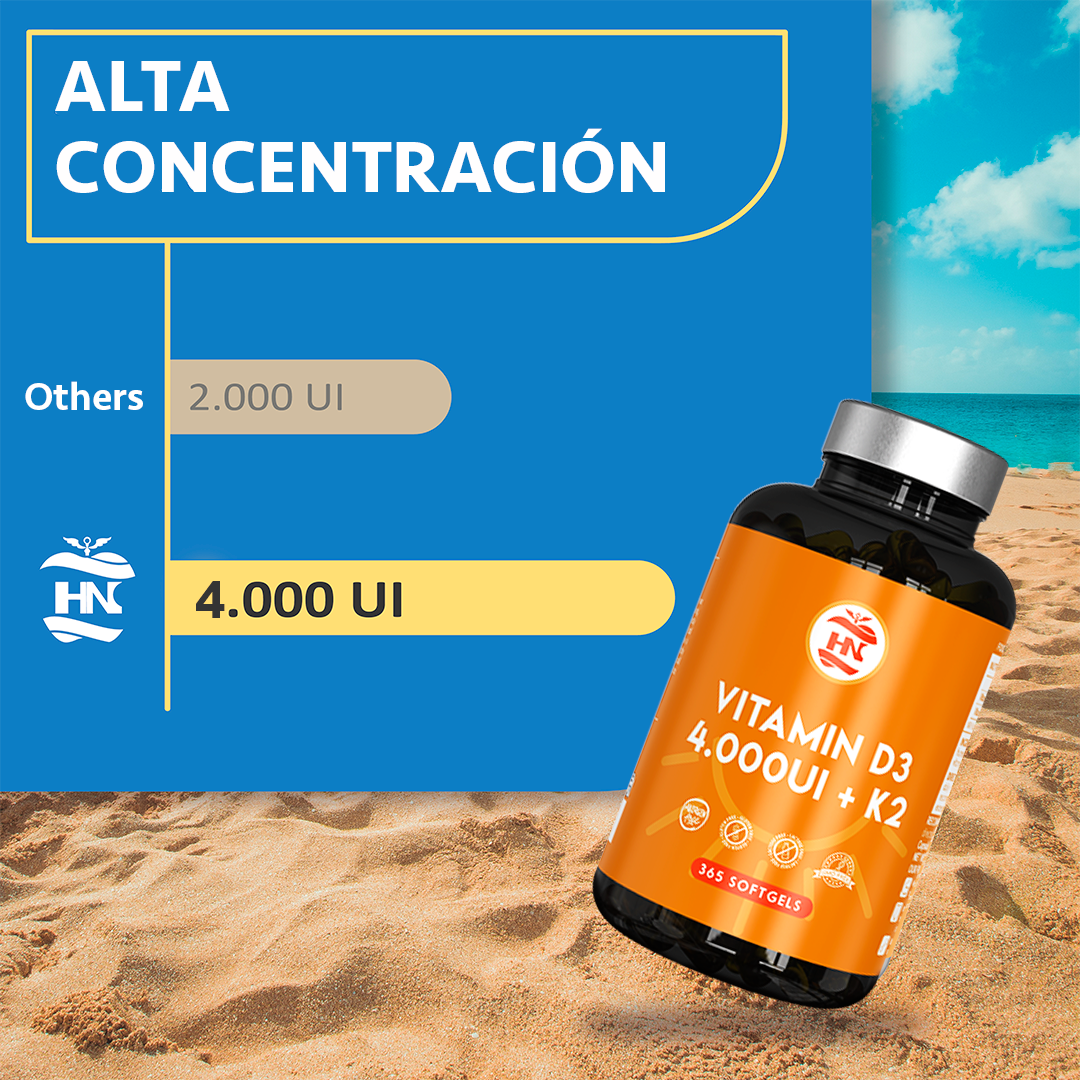 Vitamina D (4000 Ui) - 365 Cápsulas De Vitamina D3 K2 – Altamente Concentrada. Favorece La Función Inmunológica Y Ósea_3