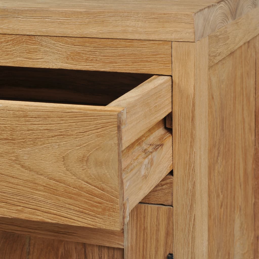 Mesita De Noche De Madera De Teca Maciza 40x30x50 Cm_3