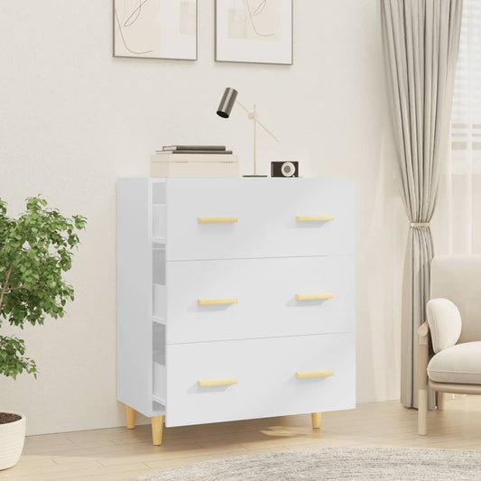 Aparador De Madera Contrachapada Blanco Brillante 70x34x90 Cm / Vetonek_0