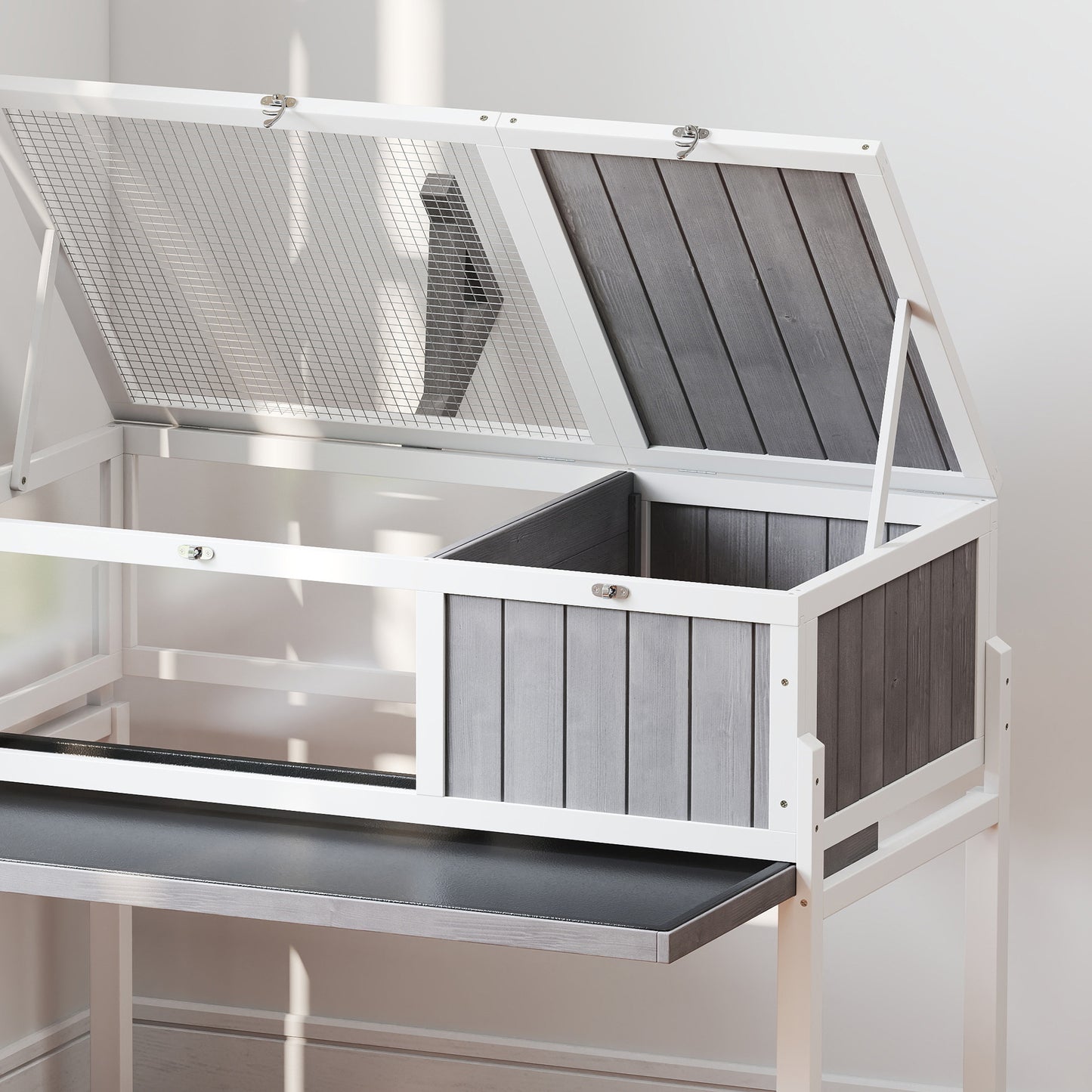 Pawhut Casa Para Tortugas De Madera Con Techo De Malla Y Soporte Para Lámpara_3
