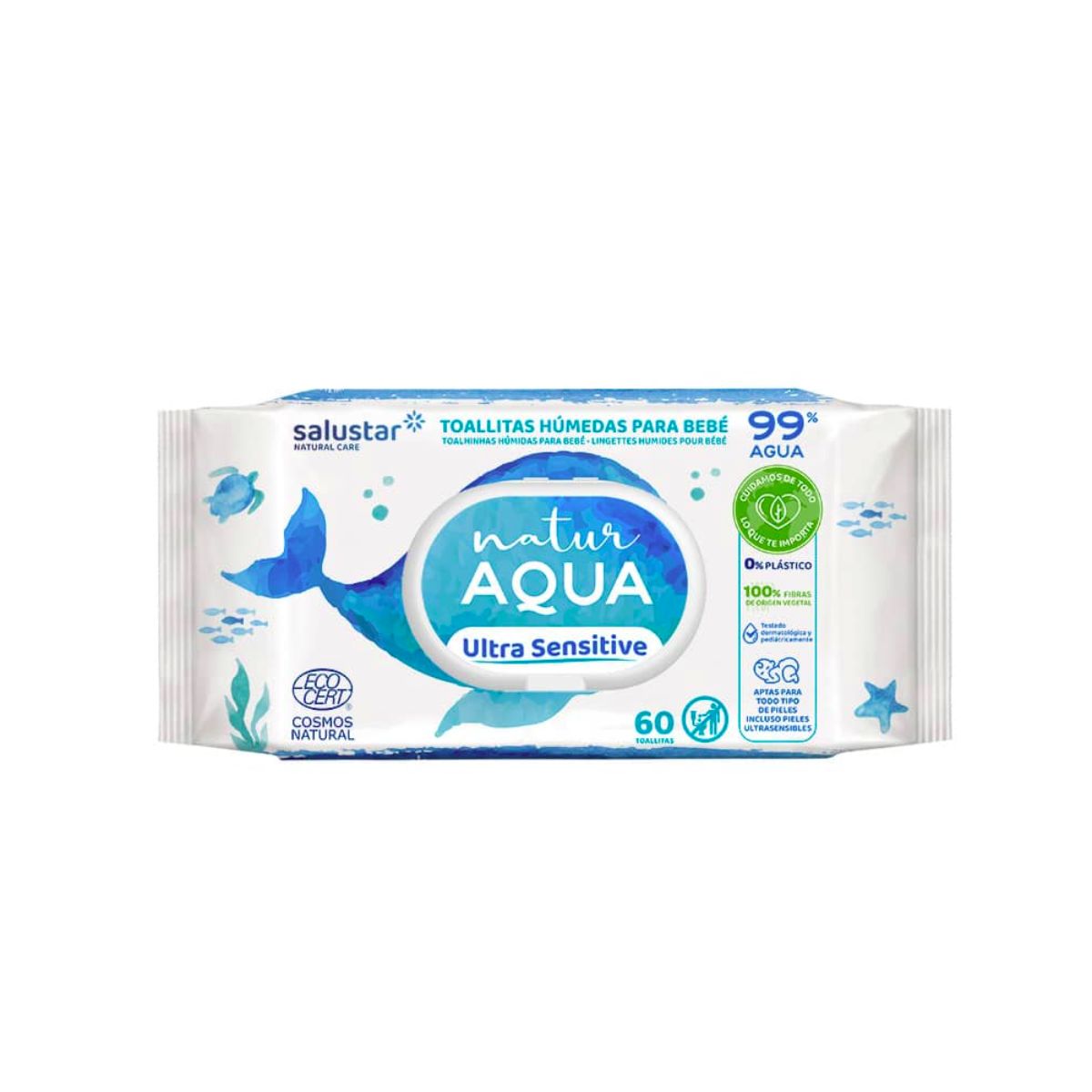 Toallitas húmedas Bebé Natur Aqua 60 uds