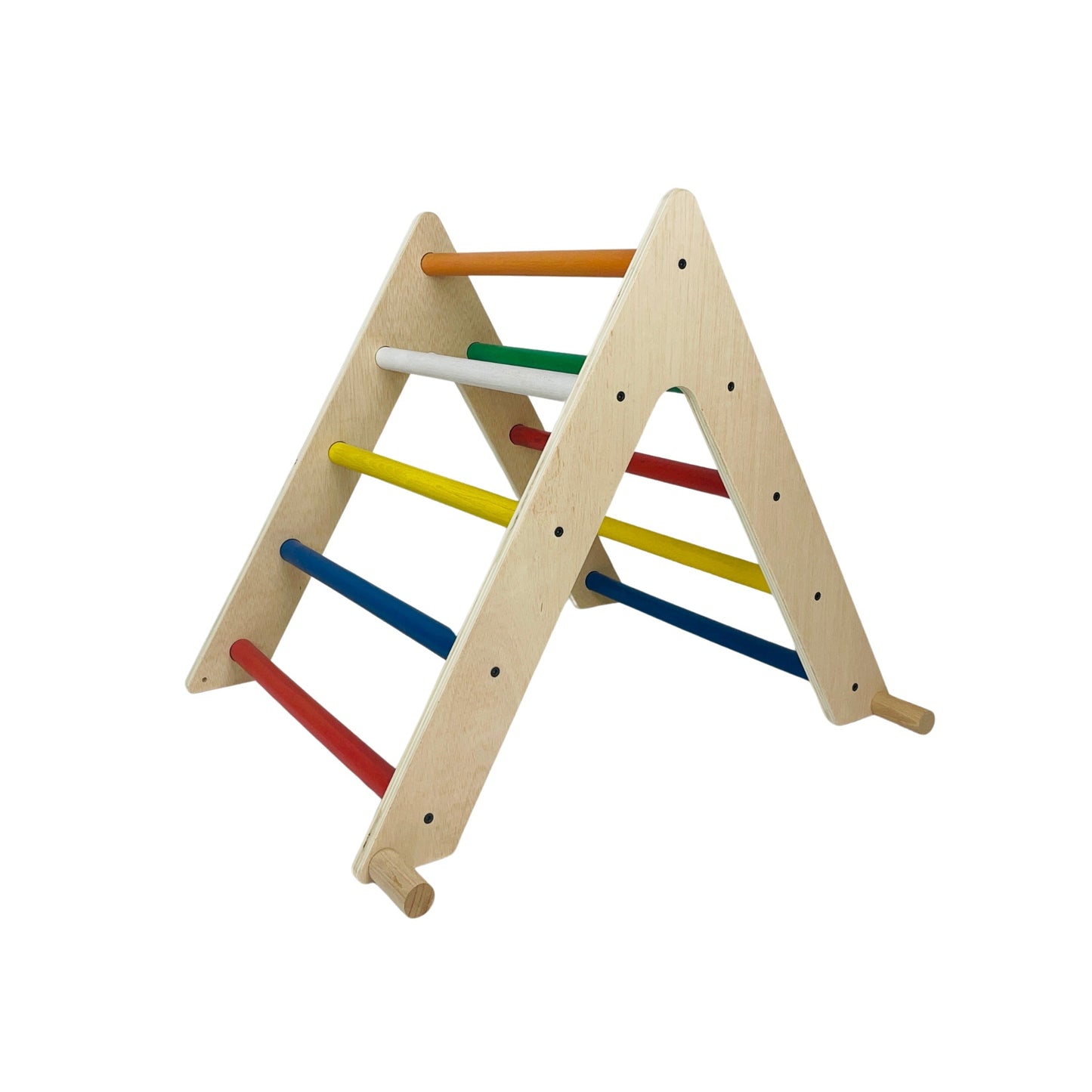 Triángulo De Metodología De Aprendizaje Pikler Fijo En Color De Madera + Rampa Preasas. Med: 60 X 50 X 70 Cm. Triangulo Esco01.woodgo._0