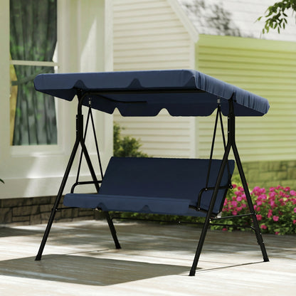 Outsunny Columpio De Jardín De 3 Plazas Techo Ajustable 172x118x153 Cm Azul_4
