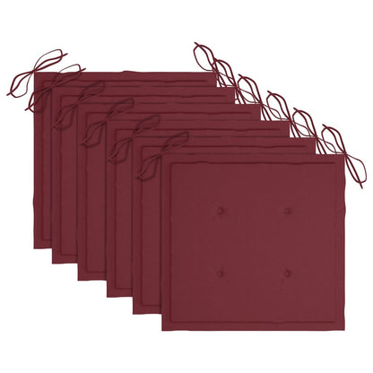 Vidaxl Sillas De Comedor 6 Uds Madera Maciza Teca Y Cojines Rojo Tinto_5