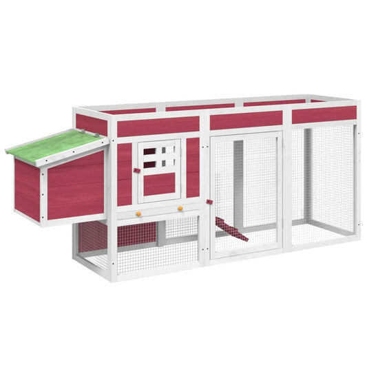 Vidaxl Gallinero Madera Maciza De Pino Rojo 204x50x84 Cm_0