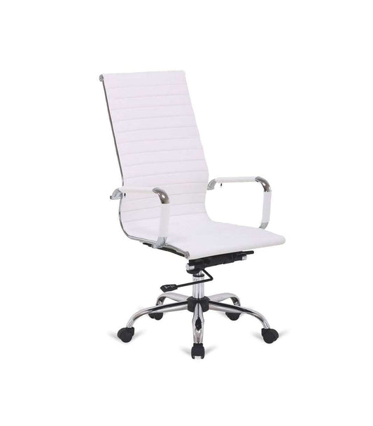 Silla De Oficina Giratoria Y Elevable París Alta. Acabado En Blanco. 54 Cm(ancho) 108-113_0