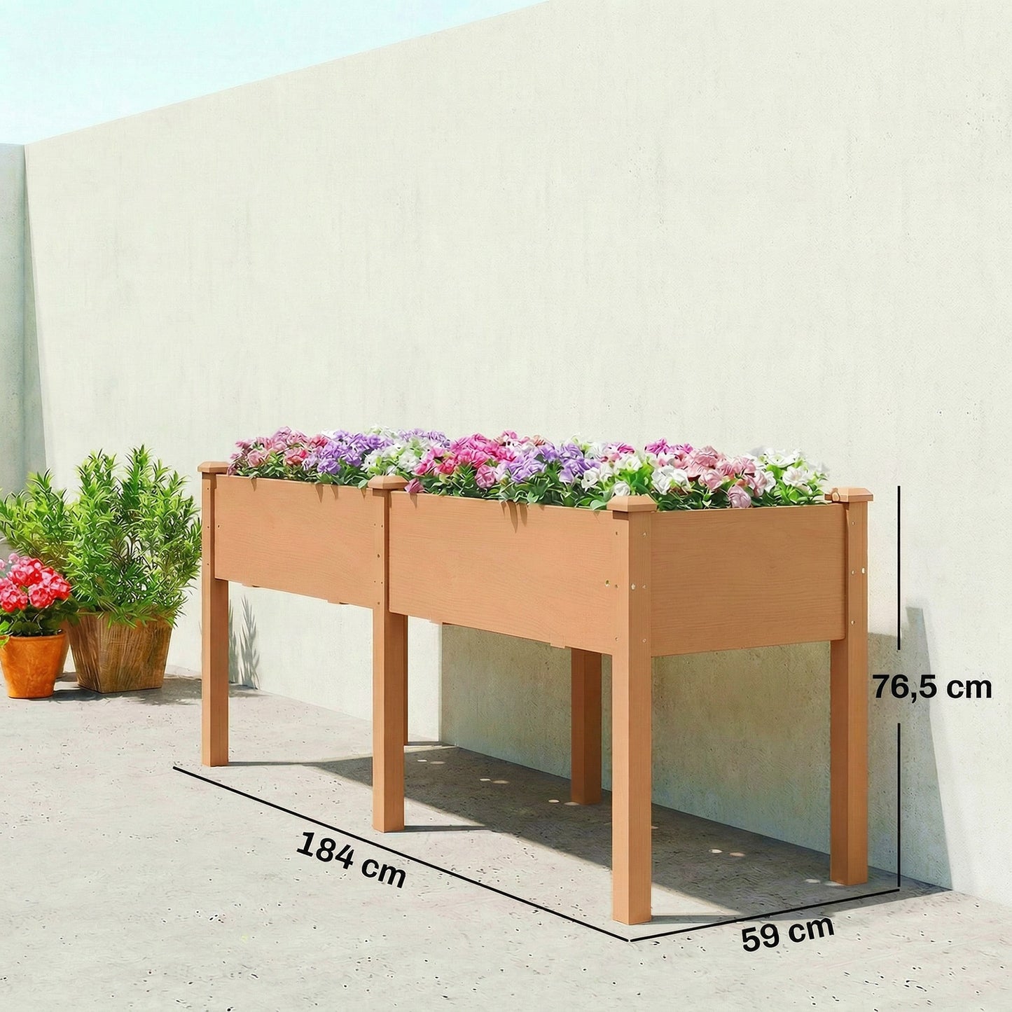 Outsunny Huerto Urbano Elevado De Madera Con 6 Orificios De Drenaje Marrón_2