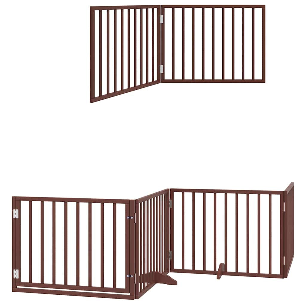 Vidaxl Puerta De Perros Plegable 6 Paneles Madera Álamo Marrón 480 Cm_2